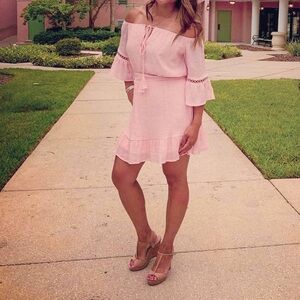 Pink Lily Off-Shoulder Pink Dress